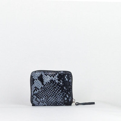 Black / Grey Snakeskin Leather Small Wallet