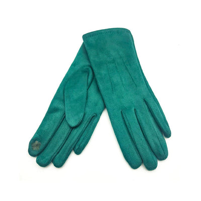 Aqua Green Faux Suede Gloves