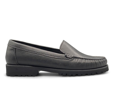 Black Leather Loafer with Vibram Sole