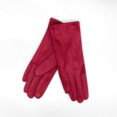 Burgundy Faux Suede Gloves