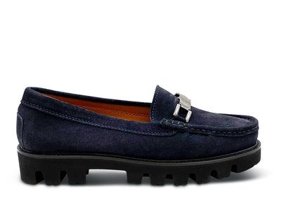 Navy Blue Suede Loafer with Vibram Sole