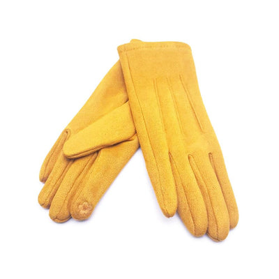 Yellow Faux Suede Gloves