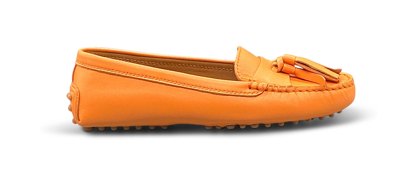 Orange Leather Loafers