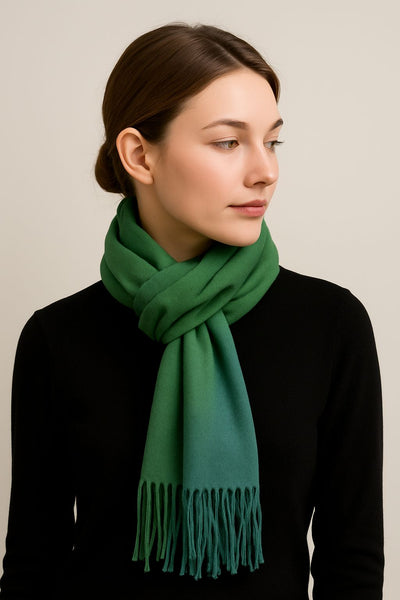 Apple Green / Light Teal Cashmere finished Scarf