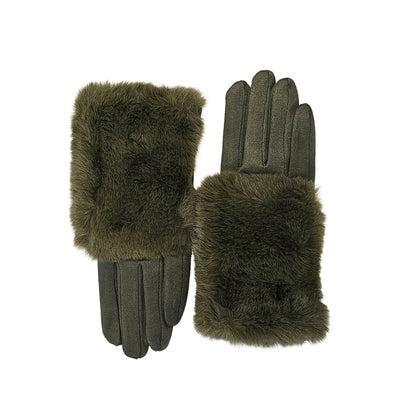 Army Green gloves with fur