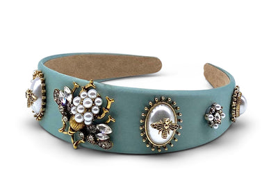 Art No. 5019 - Sea Green Hairband With Embellishments