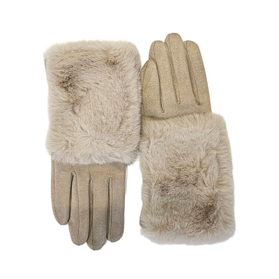 Beige gloves with fur