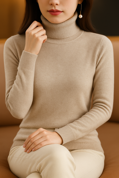 Beige Turtleneck Sweater