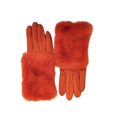 Bright Orange gloves with fur