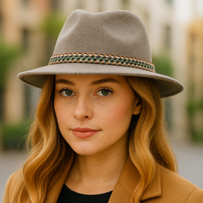 Brown Wool fedora Hat
