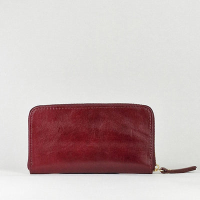 Burgundy Leather Long Wallet