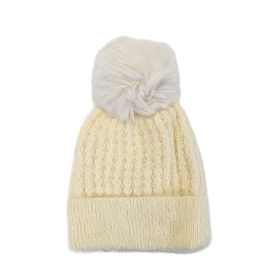 Cream Fleece Lined Winter Hat