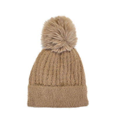 Dark Beige Fleece Lined Winter Hat