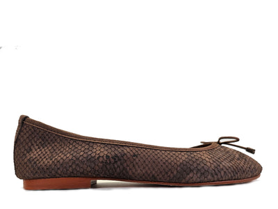 Dark Brown Snakeskin Ballerina