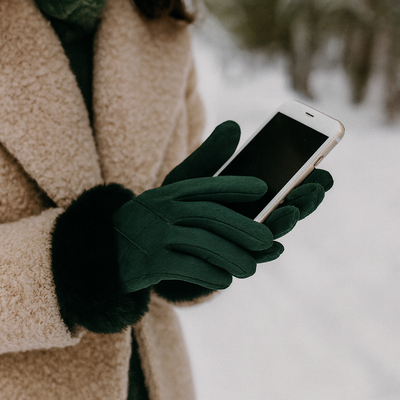 Dark Green gloves with fur
