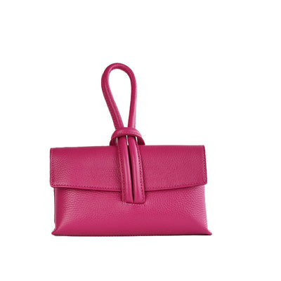 Fuchsia Karise Leather Clutch