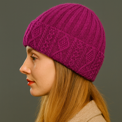 Fuxia Knitted wool beanie hat