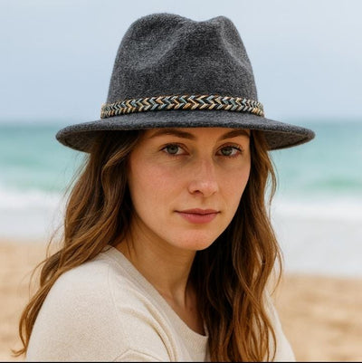 Grey Wool fedora Hat