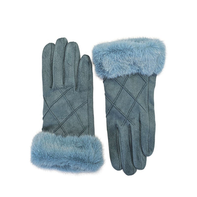 Light Blue gloves with fur trim