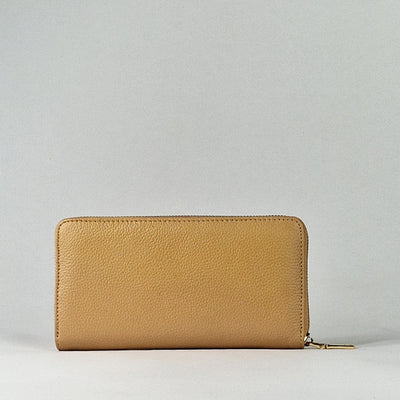 Light Brown Leather Long Wallet