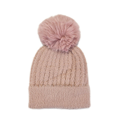 Light pink Fleece Lined Winter Hat