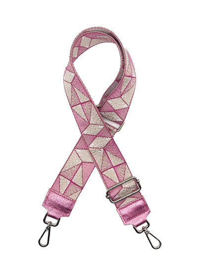 Metallic Pink Patterned bag strap