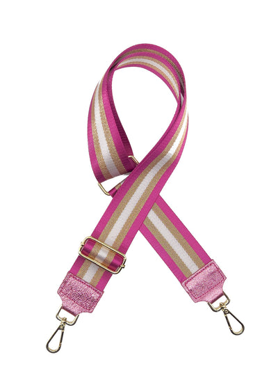 Metallic Pink striped bag strap