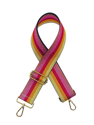Metallic Pink / Yellow striped bag strap