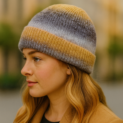 Mustard Multi Color Beanie hat