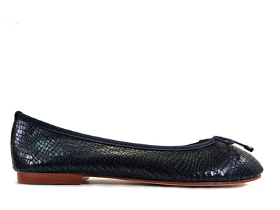 Navy Blue Snakeskin Ballerina
