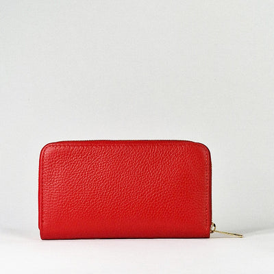 Red Leather Long Wallet