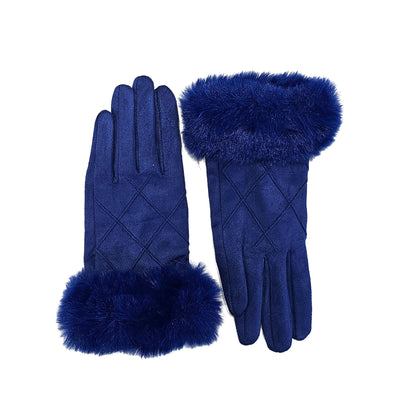 Royal Blue gloves with fur trim