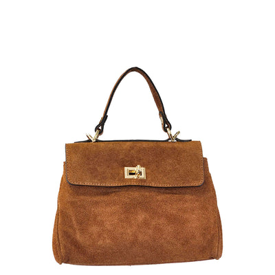 Small Katie Suede Handbag - Brown