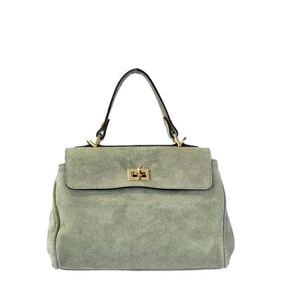 Small Katie Suede Handbag - Mint Green