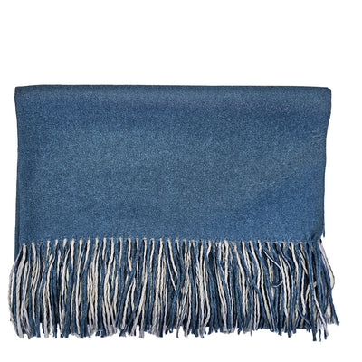 Teal Blue / Light Grey Cashmere finished Scarf