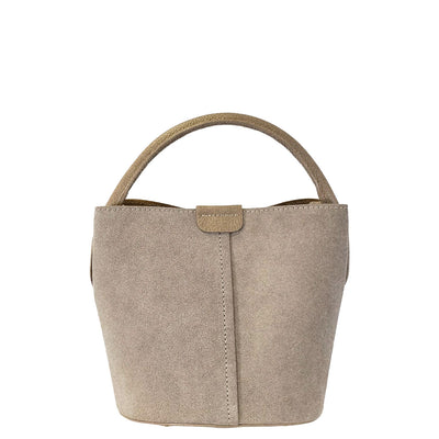Twiggy Suede Bucket Bag Beige