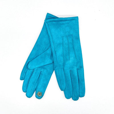Aqua Blue Faux Suede Gloves