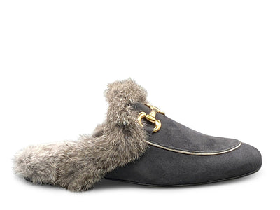 Backless Loafer with Fur
