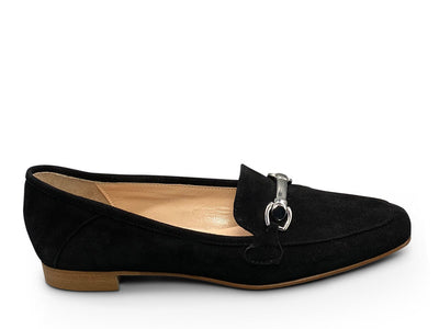 Black Suede Flat Shoe
