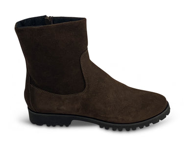 Brown Suede Ankle Boots with Fleece Lining