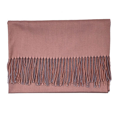 Lg. Dark Peach / Grey Cashmere Scarf