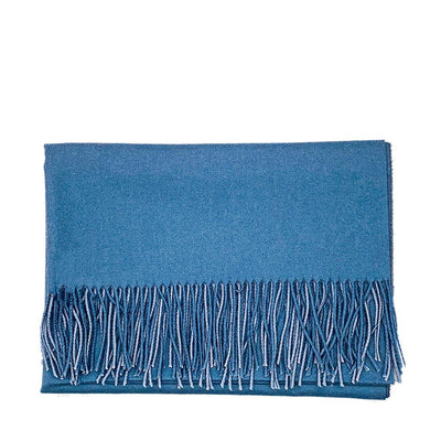 Lg. Petrol Blue / Grey Cashmere Scarf