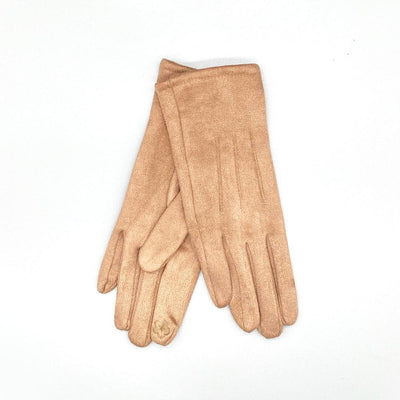 Light Beige Faux Suede Gloves