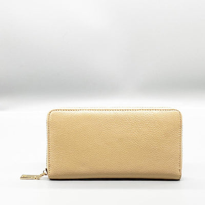 Light Beige Leather Long Wallet