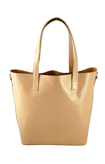 Lrg Camel Leather Shopper