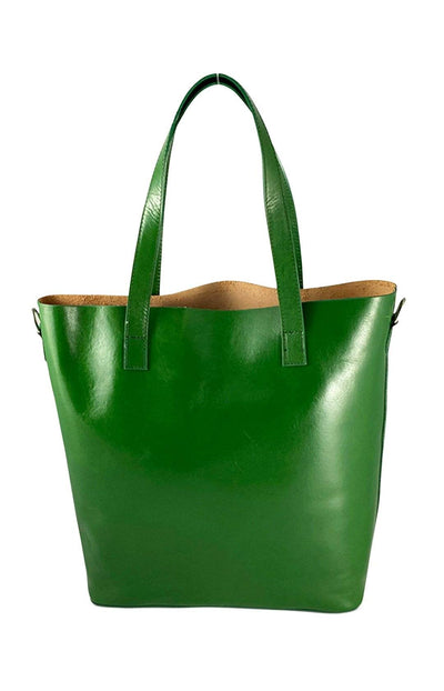 Lrg Green Leather Shopper