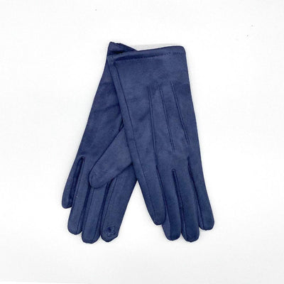 Navy Blue Faux Suede Gloves