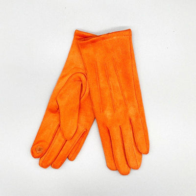 Orange Faux Suede Gloves