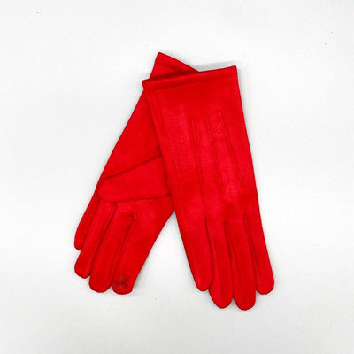 Red Faux Suede Gloves
