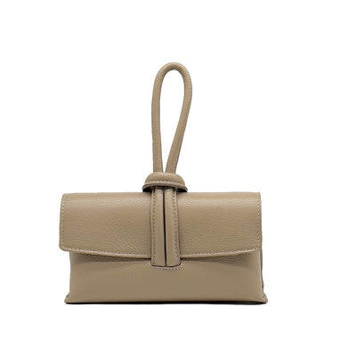 Beige Karise Leather Clutch